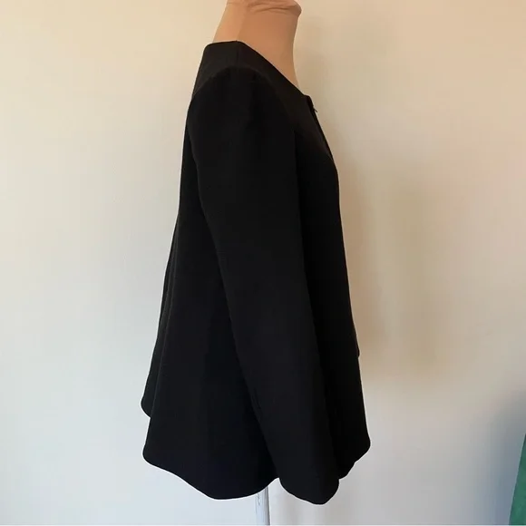 L’Autre Chose Black Virgin Wool Zipper Front Short Trapeze Jacket EUC Size 42/L - Picture 4 of 10